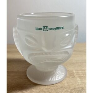 Tiki Polynesian Village Tiki Frosted Glass Mug Walt Disney World Souvenir 2 Face